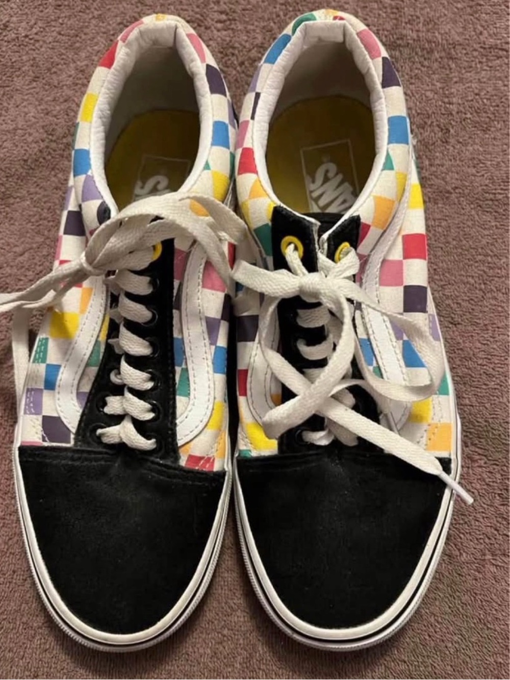 Rainbow checkerboard Vans womens 8/mens 6.5.
